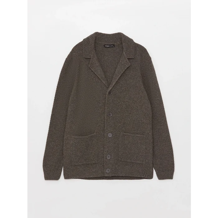 SOUTHBLUE Bej Standart Kalıp Ceket Yaka Erkek Triko Hırka