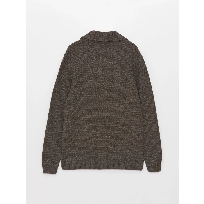 SOUTHBLUE Bej Standart Kalıp Ceket Yaka Erkek Triko Hırka