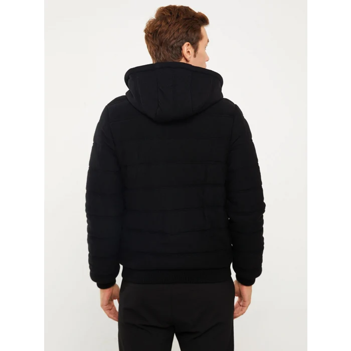 LCW Vision Siyah Slim Fit Kapüşonlu Erkek Triko Mont