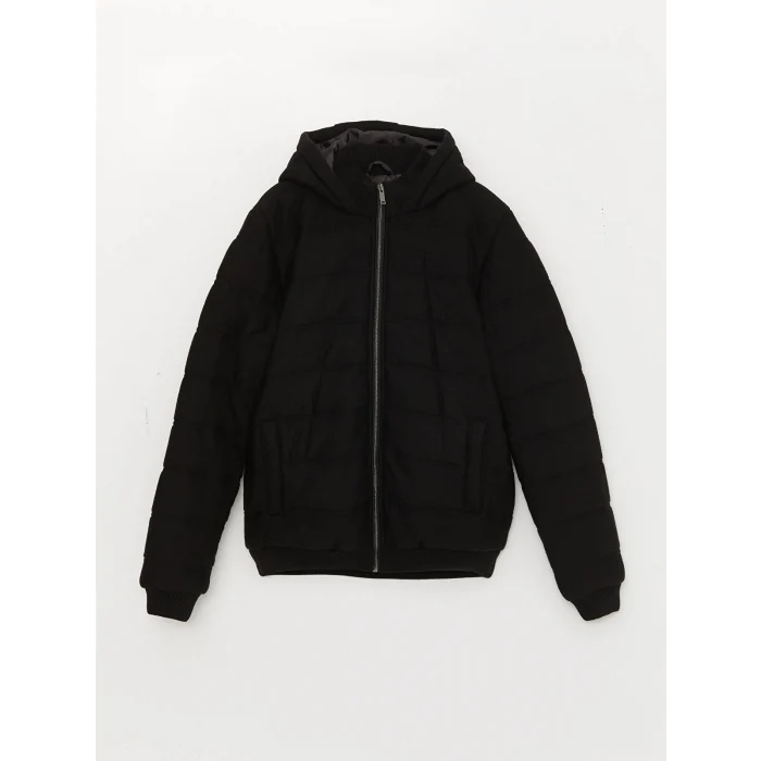 LCW Vision Siyah Slim Fit Kapüşonlu Erkek Triko Mont