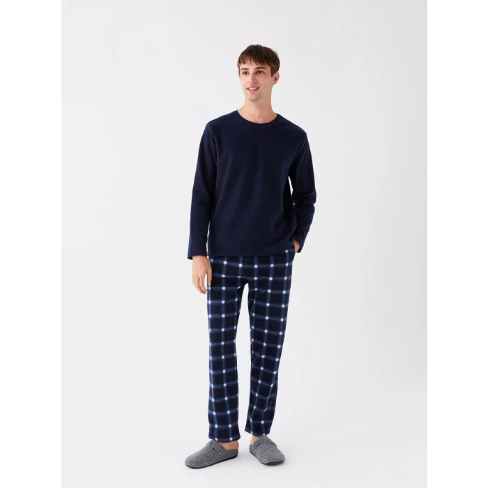 LC WAIKIKI Lacivert Standart Kalıp Polar Erkek Pijama Takımı