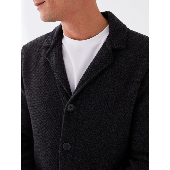 SOUTHBLUE Antrasit Standart Kalıp Ceket Yaka Erkek Triko Hırka