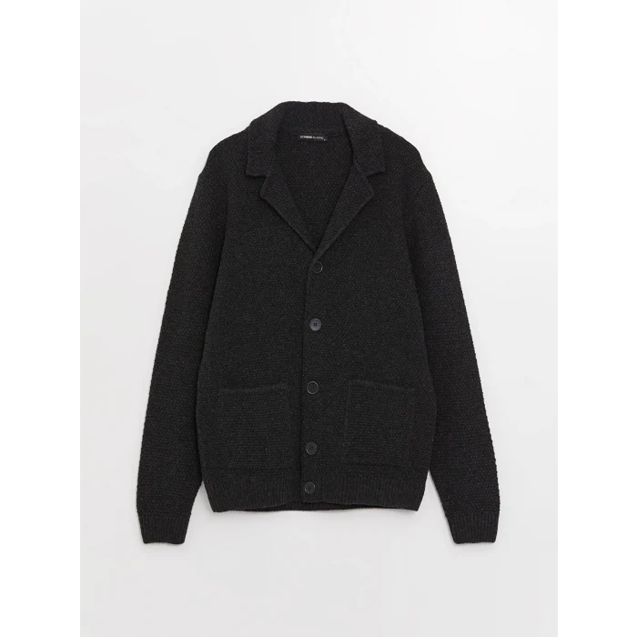 SOUTHBLUE Antrasit Standart Kalıp Ceket Yaka Erkek Triko Hırka