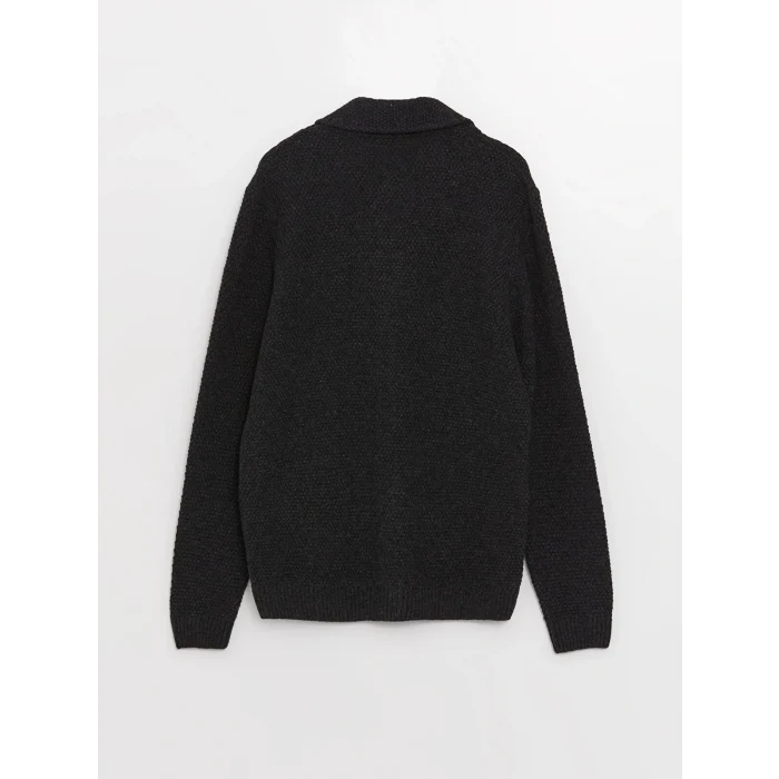 SOUTHBLUE Antrasit Standart Kalıp Ceket Yaka Erkek Triko Hırka