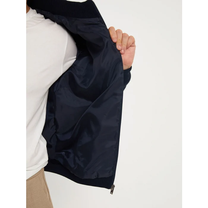 LCW Vision Lacivert Slim Fit Kapüşonlu Erkek Triko Mont