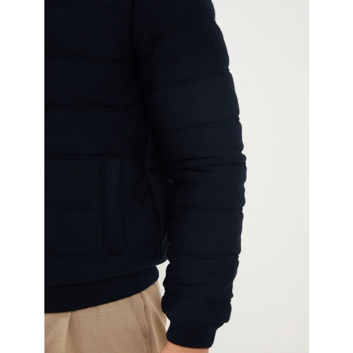 LCW Vision Lacivert Slim Fit Kapüşonlu Erkek Triko Mont