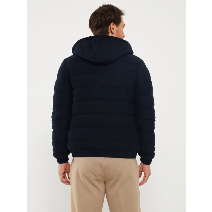 LCW Vision Lacivert Slim Fit Kapüşonlu Erkek Triko Mont