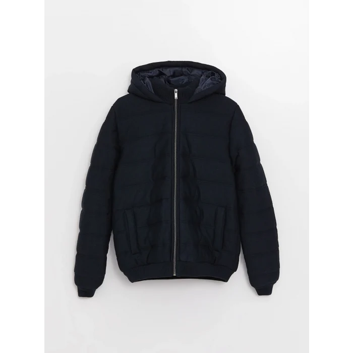 LCW Vision Lacivert Slim Fit Kapüşonlu Erkek Triko Mont