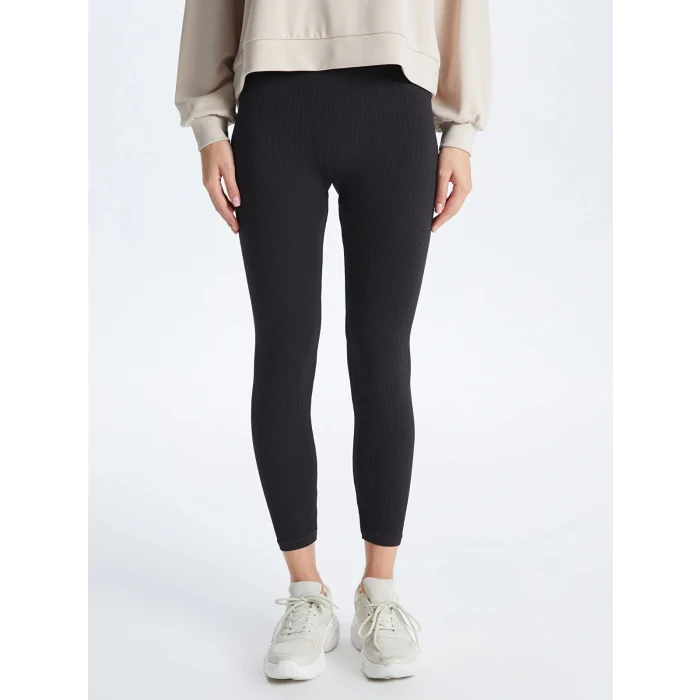 XSIDE ACTIVE Antrasit Beli Lastikli Düz Seamless Kadın Tayt