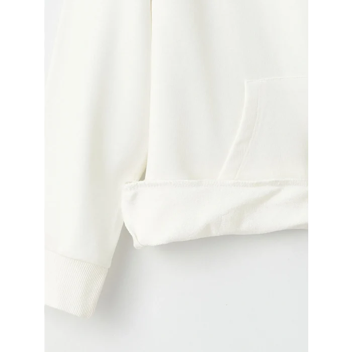 LCW Modest Ekru Baskılı Uzun Kollu Kadın Hoodie