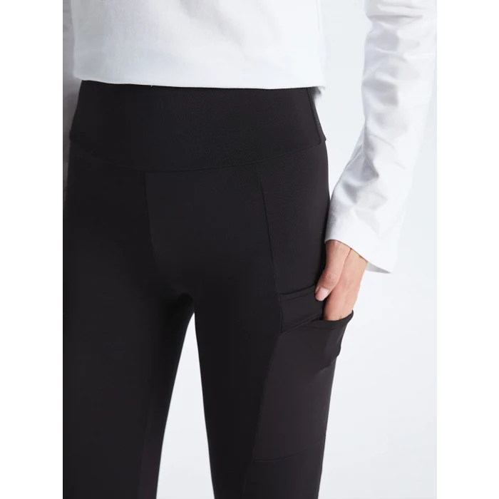 XSIDE ACTIVE Siyah Kadın Beli Lastikli Düz Spor Tayt