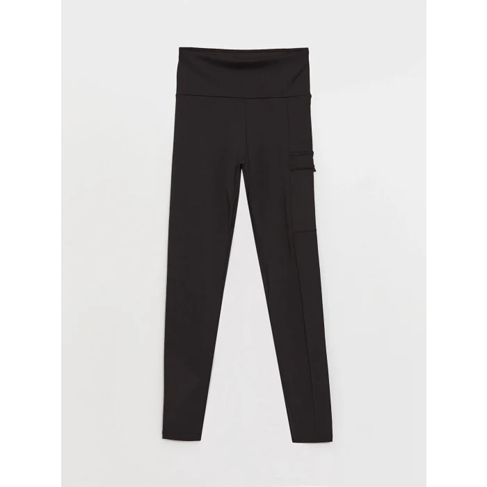 XSIDE ACTIVE Siyah Kadın Beli Lastikli Düz Spor Tayt