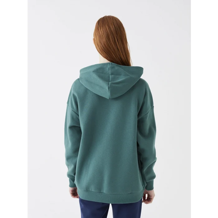 XSIDE Yeşil Baskılı Oversize Kadın Kalın Hoodie