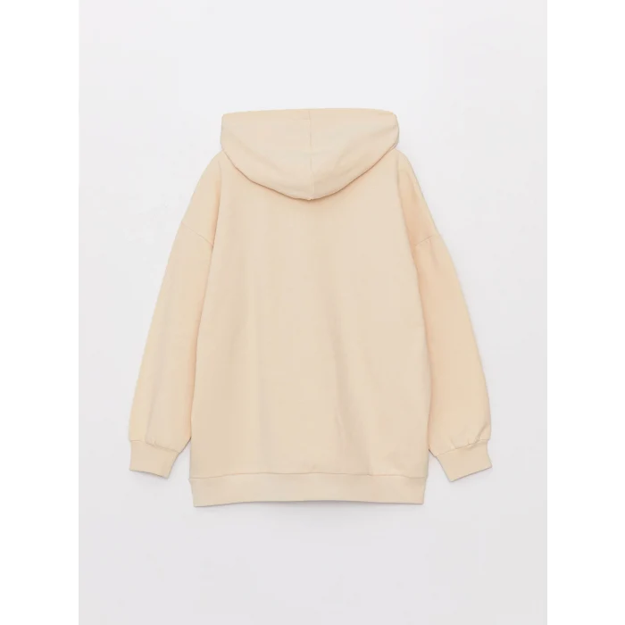 LCW Vision Bej Baskılı Uzun Kollu Oversize Kadın Hoodie