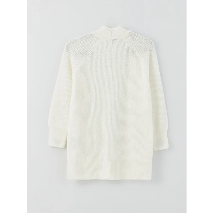 LCW Modest Ekru Yarım Balıkçı Yaka Düz Uzun Kollu Kadın Triko Tunik