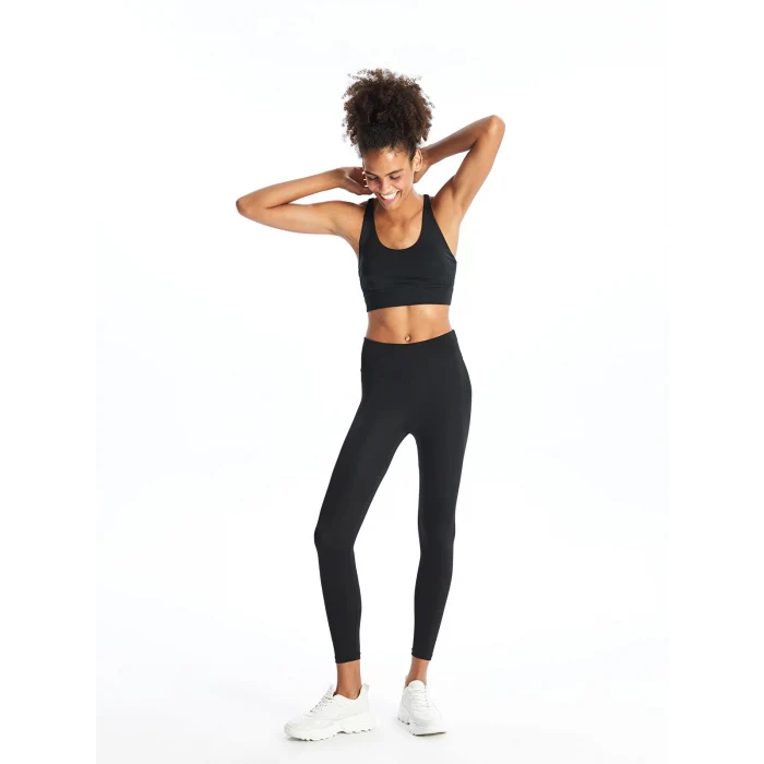 XSIDE ACTIVE Siyah Kadın Beli Lastikli Ekstra Dar Fit Düz Tayt