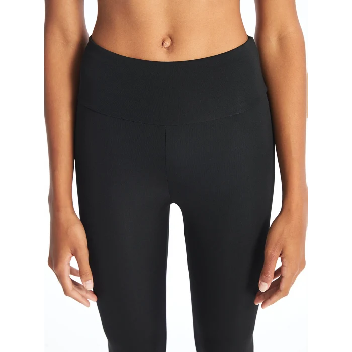 XSIDE ACTIVE Siyah Kadın Beli Lastikli Ekstra Dar Fit Düz Tayt