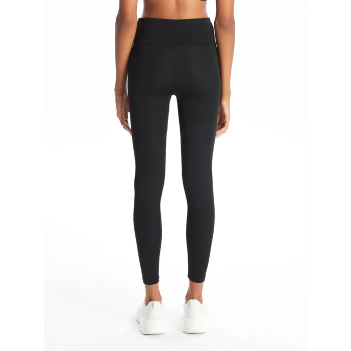 XSIDE ACTIVE Siyah Kadın Beli Lastikli Ekstra Dar Fit Düz Tayt