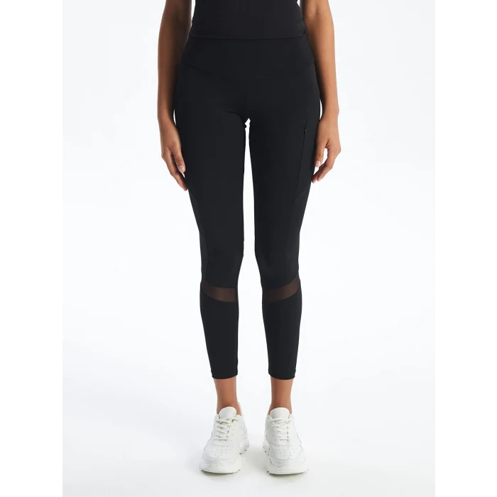 XSIDE ACTIVE Siyah Kadın Beli Lastikli Ekstra Dar Fit Düz Tayt