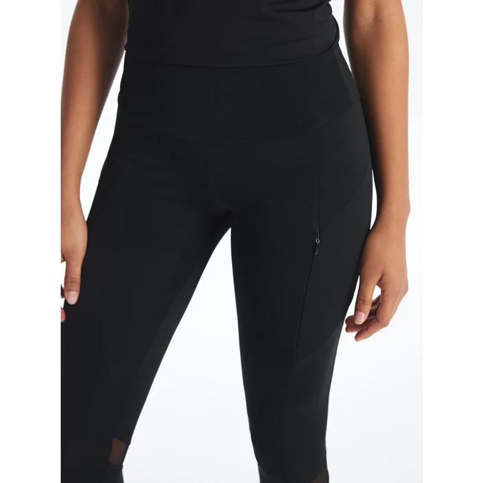 XSIDE ACTIVE Siyah Kadın Beli Lastikli Ekstra Dar Fit Düz Tayt