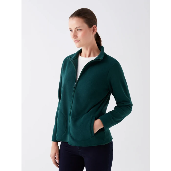 LCWAIKIKI Basic Yeşil Dik Yaka Kadın Outdoor Polar