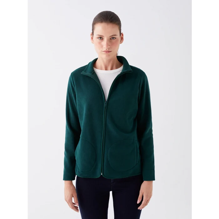 LCWAIKIKI Basic Yeşil Dik Yaka Kadın Outdoor Polar