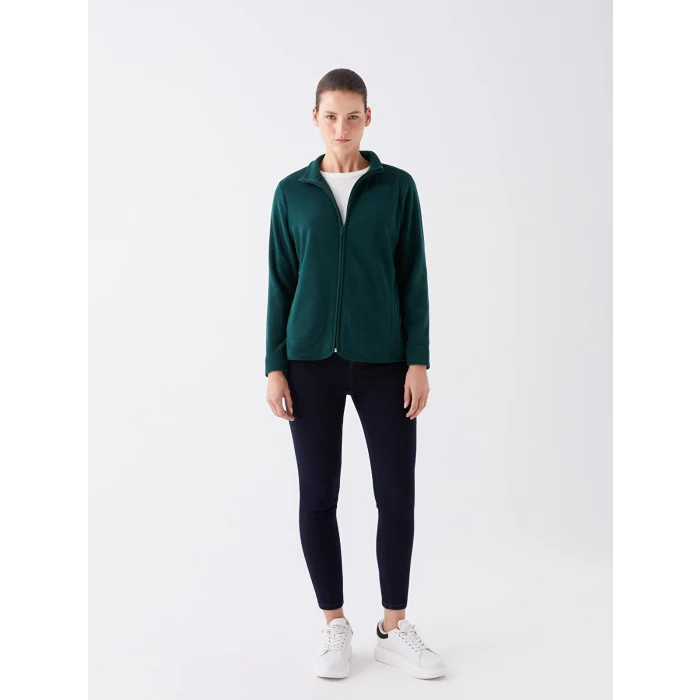 LCWAIKIKI Basic Yeşil Dik Yaka Kadın Outdoor Polar
