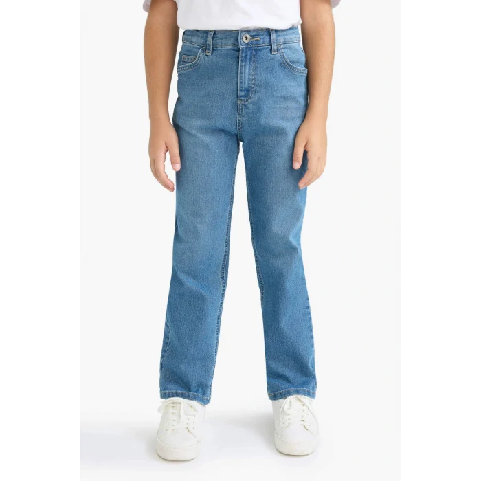 Defacto F0455A8NM28 Mavi Erkek Çocuk Straight Fit Düz Paça Jean Pantolon