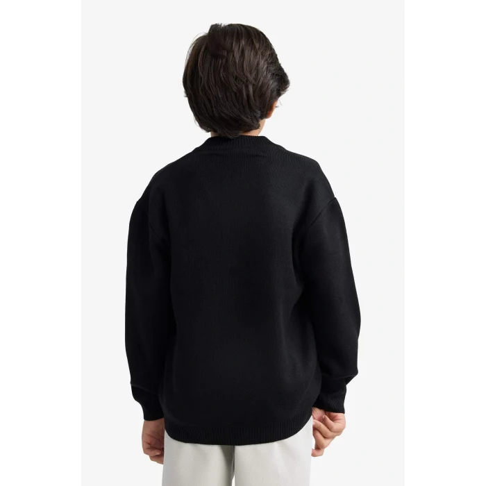 Defacto F0817A8BK27 Siyah Erkek Çocuk Yarım Fermuarlı Hırka