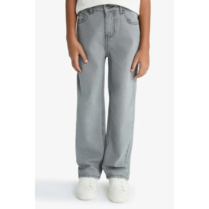 Defacto F2836A8NM55 Gri Erkek Çocuk Wide Leg Düz Paça Jean Pantolon