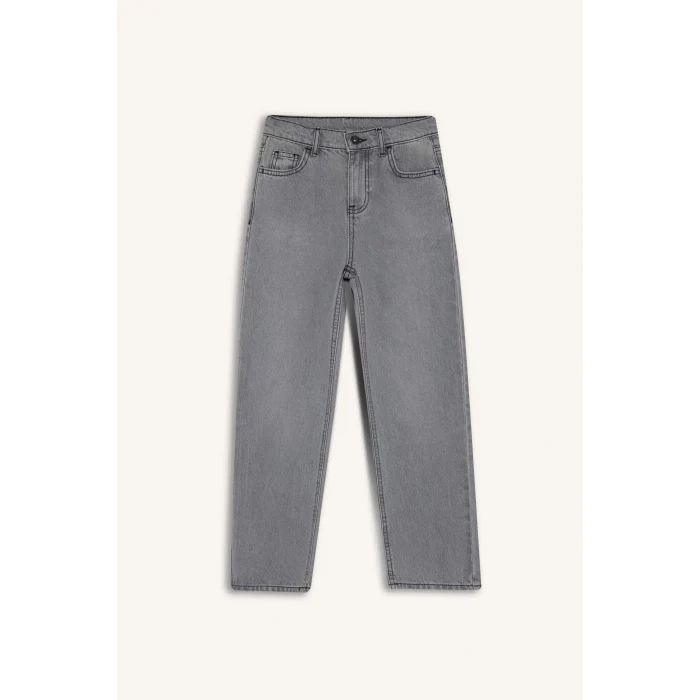 Defacto F2836A8NM55 Gri Erkek Çocuk Wide Leg Düz Paça Jean Pantolon