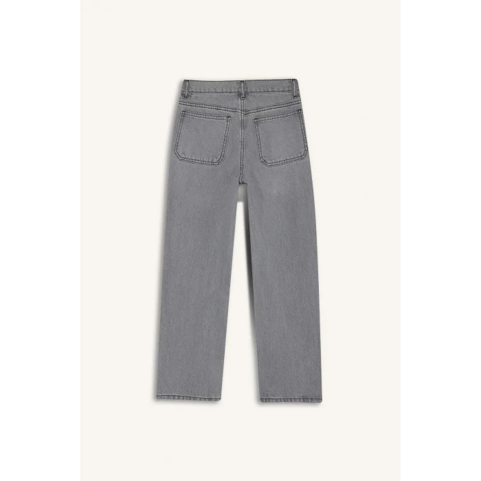 Defacto F2836A8NM55 Gri Erkek Çocuk Wide Leg Düz Paça Jean Pantolon