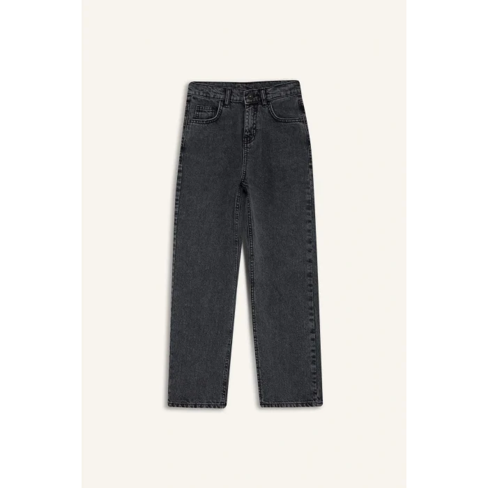 Defacto F0453A8NM40 Siyah Erkek Çocuk Wide Leg Düz Paça Jean Pantolon