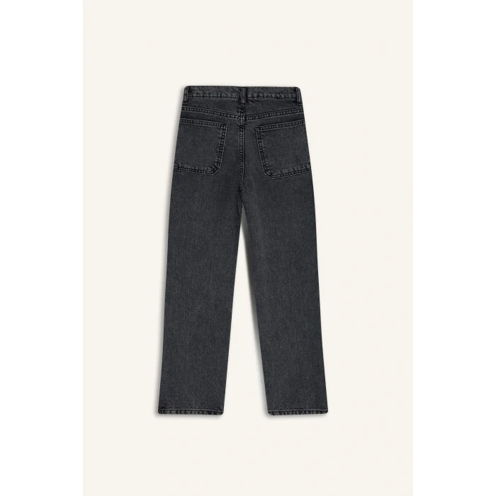 Defacto F0453A8NM40 Siyah Erkek Çocuk Wide Leg Düz Paça Jean Pantolon