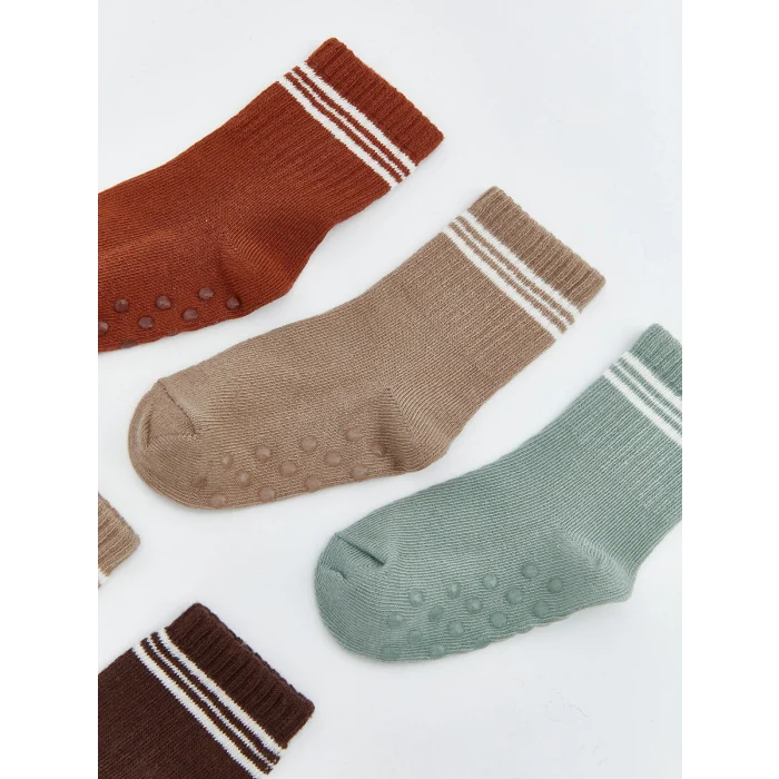 LCW baby Mavi Çizgili Erkek Bebek Soket Çorap 5li