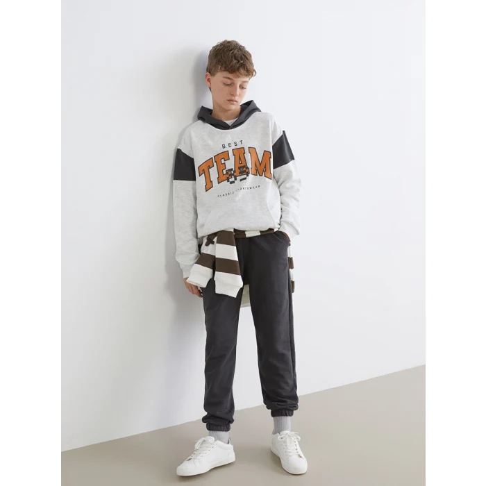 LCW Kids Gri Kapüşonlu Erkek Çocuk Eşofman Takım