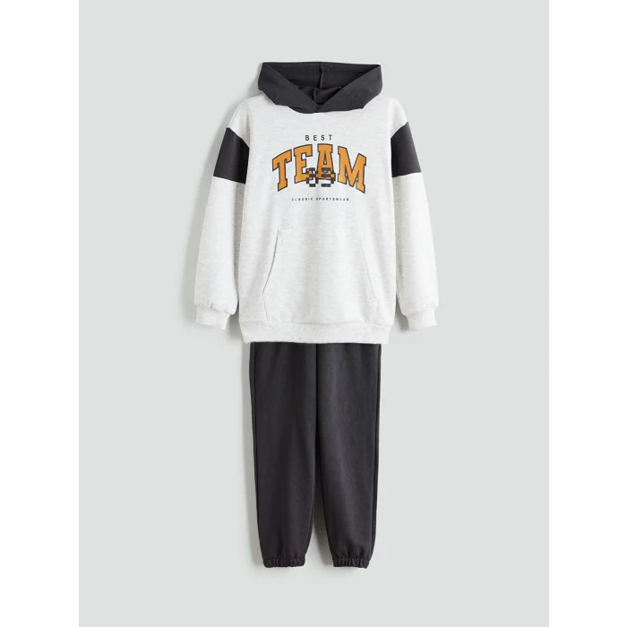 LCW Kids Gri Kapüşonlu Erkek Çocuk Eşofman Takım