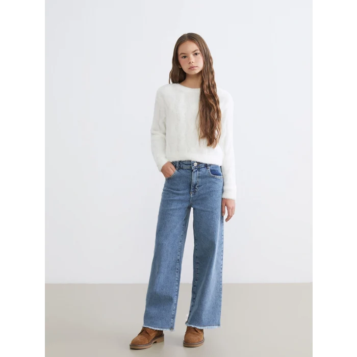 LCW Kids Mavi Wideleg Kız Çocuk Jean Pantolon