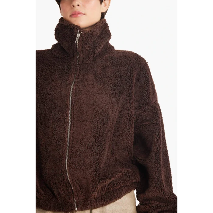 Defacto C8229AXBN341 Kahve Oversize Geniş Kalıp Polo Yaka Welsoft Pelüş Fermuarlı Hırka