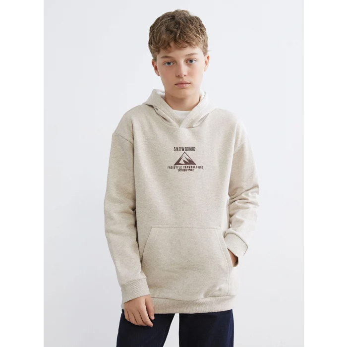 LCW Kids Ekru Kapüşonlu Erkek Çocuk Sweatshirt