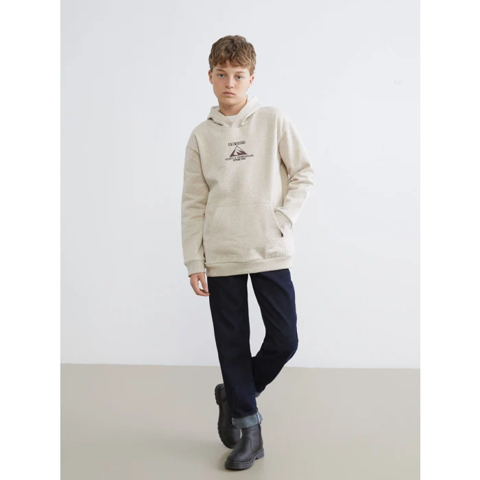 LCW Kids Ekru Kapüşonlu Erkek Çocuk Sweatshirt