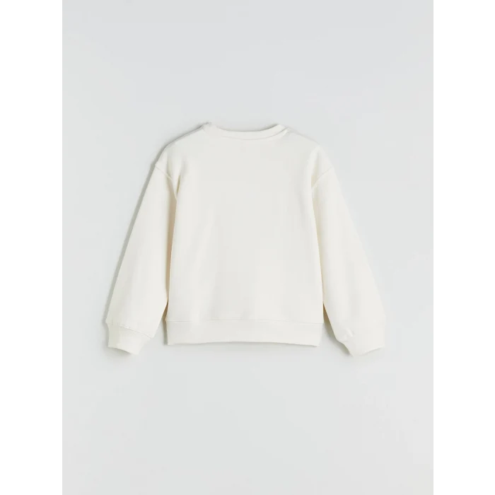 LCW Kids Ekru Bisiklet Yaka Kız Çocuk Sweatshirt