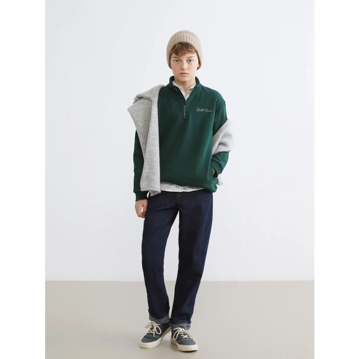 LCW Kids Yeşil Dik Yaka Erkek Çocuk Sweatshirt