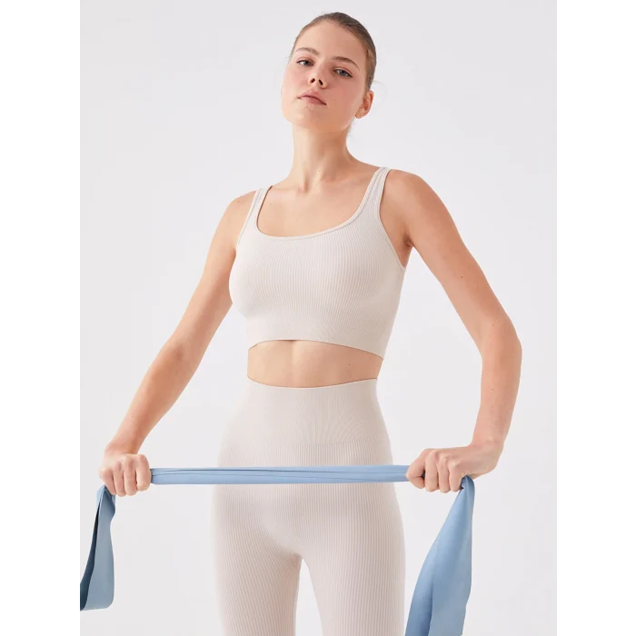 XSIDE ACTIVE Bej Kadın U Yaka Düz Spor Büstiyer