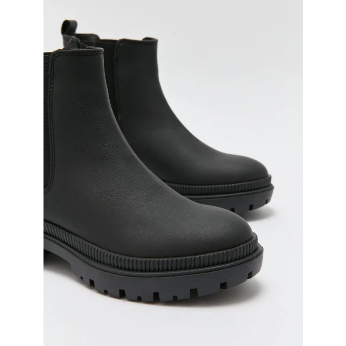 LCW STEPS Siyah Deri Görünümlü Kadın Bot