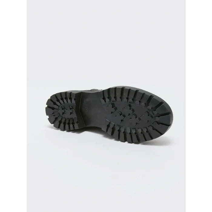 LCW STEPS Siyah Deri Görünümlü Kadın Bot