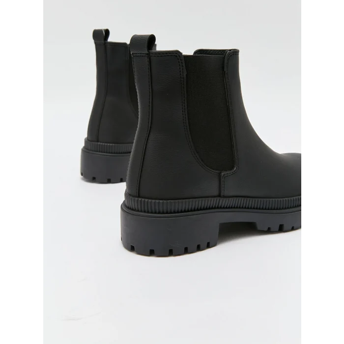 LCW STEPS Siyah Deri Görünümlü Kadın Bot