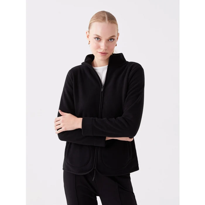 LCWAIKIKI Basic Siyah Dik Yaka Kadın Outdoor Polar