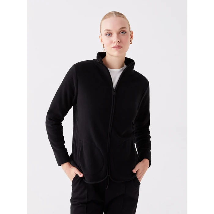 LCWAIKIKI Basic Siyah Dik Yaka Kadın Outdoor Polar