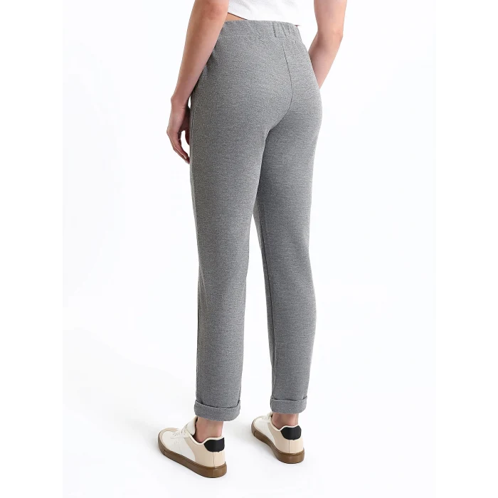 LCWAIKIKI Basic Antrasit Kadın Beli Lastikli Düz Eşofman Altı